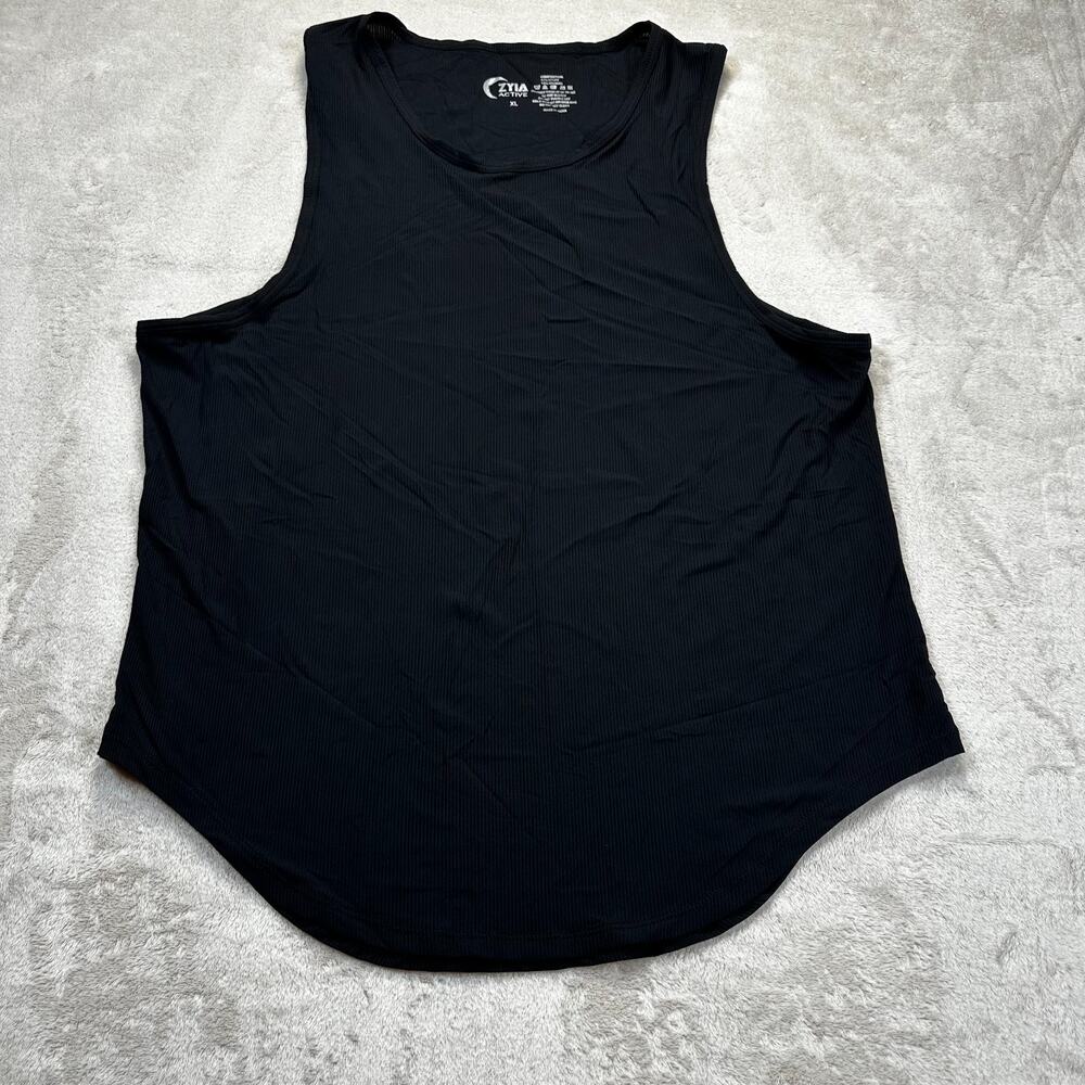 Zyia Active Ribbed Tank Top Womens XL Black Seamless Workout Athletic Stretch